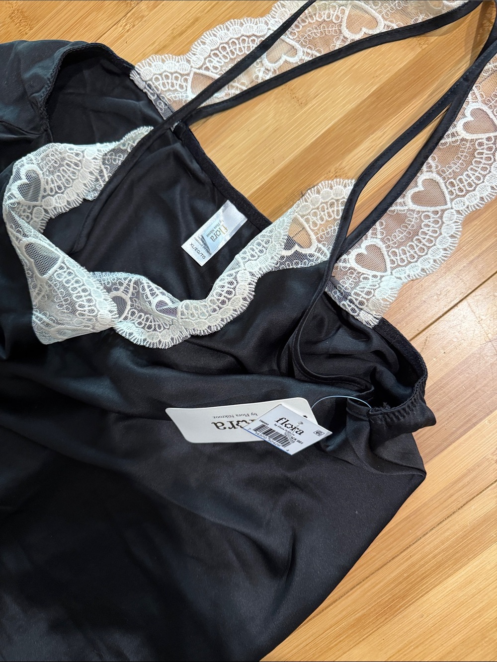 Flora Nikrooz Black Satin Cami & Lace-Trim Shorts Sleep Set - Picture 2 of 4